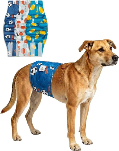 Miniatura 10 de CuteBone - Pañales lavables para perro macho, banda abdominal, paquete de 3 unidades, color negro, modelo DM54XS