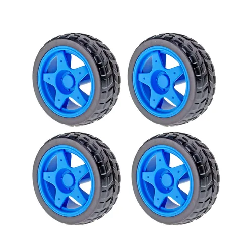 Miniatura 9 de 4PCS 2.559 in TT Motor Wheels Smart Car Chassis Robot Control remoto Ruedas de coche (negro)