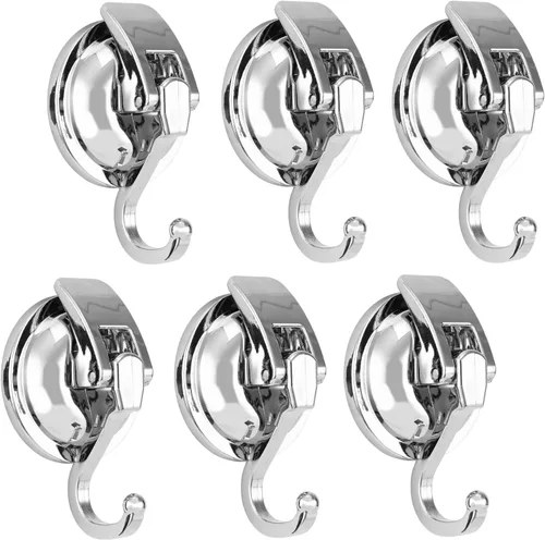 Miniatura 9 de Colgador de corona, chapado en negro, pulido con súper succión para ventanas de vidrio, cocina, baño y baño, paquete de 6, plástico ABS