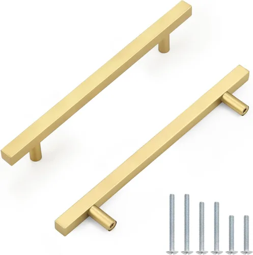 Miniatura 31 de Probrico Paquete de 5 manijas de gabinete, color negro, 2-1/2 pulgadas (2.520 in), barra cuadrada en T, manijas de gabinete de cocina, tiradores