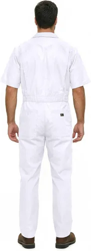 Miniatura 2 de Natural Uniforms - Overol con cremallera de manga corta para hombre, resistente a las manchas y a las arrugas (Blanco, Talla S)