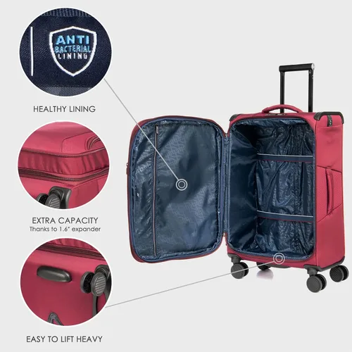 Miniatura 6 de VERAGE Teldo Softside - Equipaje de ruedas giratorias expandible, Borgoña, Equipaje de mano Softside
