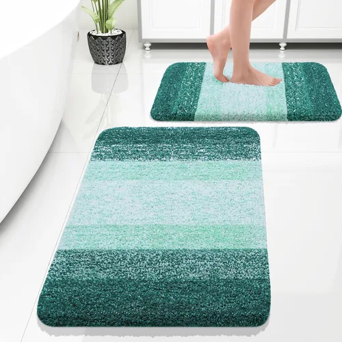 Miniatura 32 de OLANLY Juego de 2 alfombras de baño de microfibra suave y absorbente, antideslizantes, se pueden lavar y secar a máquina, alfombras de baño peludas