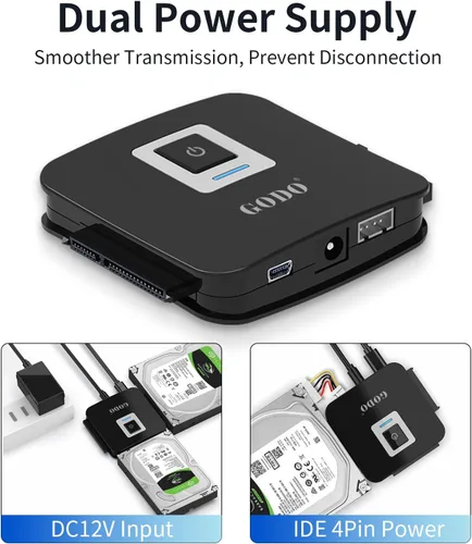 Miniatura 5 de GODO SATA/IDE to USB 3.0 Adapter,IDE Hard Drive Adapter Kit, Cable Converter for 2.5/3.5 inch and SATA HDD/SSD,5.25 CD-ROM/DVD-ROM,Include 12V/2A