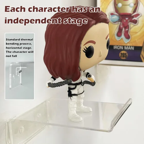Miniatura 6 de Paquete de 12 estantes acrílicos negros para cajas Funko Pop, estante de exhibición de pared para figuras de juguete coleccionables, figura