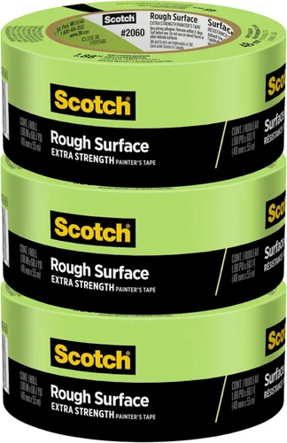 Scotch Rough Surface - Cinta de pintor 2060-48MP, 1.88 in x 60.1 yardas (1.890 in x 180.4 ft), paquete de 3 – Adhesivo fuerte, eliminación limpia,