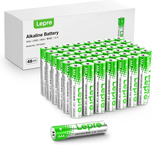 Miniatura 9 de Lepro - Paquete de 100 pilas AAA, pilas triple A con potencia ultra duradera – Alto rendimiento, 1.5V a prueba de fugas, pilas alcalinas AAA