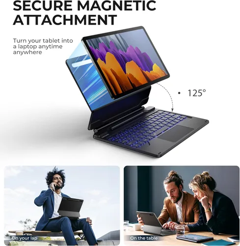 Miniatura 3 de Dexnor Para Samsung Galaxy Tab S8/S7 Funda Con Teclado Soporte Magnético Flotante Cantilever Con Trackpad Multi-Touch S Pen Holder Funda De Teclado