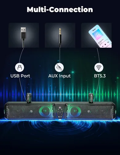 Miniatura 7 de KEMIMOTO Barra de Sonido UTV Midnight 80 2025 de 32 pulgadas, Barra de Sonido para Carrito de Golf Resistente al Agua IP65, Altavoz ATV Bluetooth