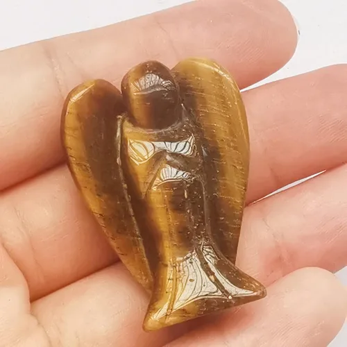 Miniatura 7 de Estatua de ángel guardián de oración de cristal curativo de jade verde natural, 1.5 pulgadas, tallado en bolsillo, figuras de piedra de palma