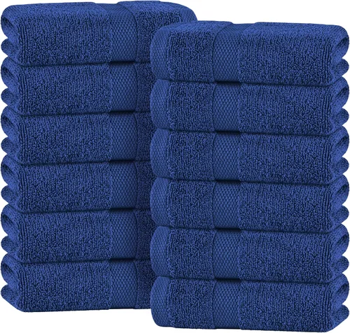 Miniatura 16 de Toallas de mano blancas clásicas para baño [paquete de 12] Toallas de mano de algodón a granel para gimnasio, cocina y spa, 16x27 pulgadas, toallas