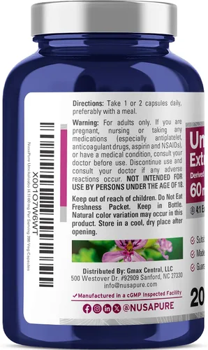 Miniatura 3 de NusaPure Cápsulas Umckaloabo, 60 mg, 200 cápsulas vegetales (sin OMG, veganas)