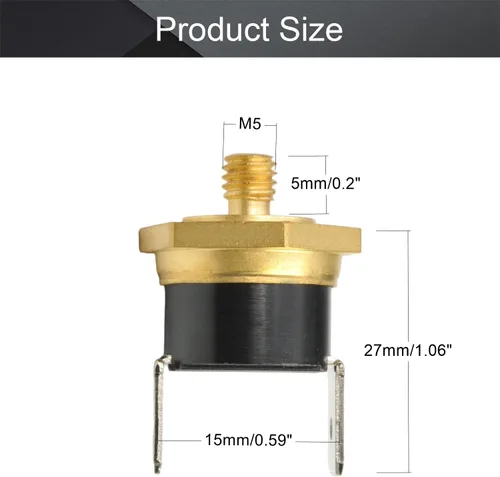 Miniatura 2 de Fielect Interruptor de control de temperatura del termostato KSD301, ajuste Snap Disc Interruptor de temperatura 257.0 °F Cobre M5 normalmente