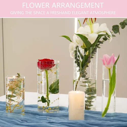 Miniatura 5 de 5 piezas de jarrones de vidrio Cilindro Jarrones para centros de mesa Pequeños jarrones de flores de vidrio transparentes Jarrones para decoración