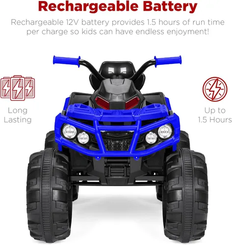 Miniatura 5 de Best Choice Products ATV eléctrico de 12 V para niños, juguete de 4 ruedas con audio Bluetooth, velocidad máxima de 3.7 mph, neumáticos con pisadas