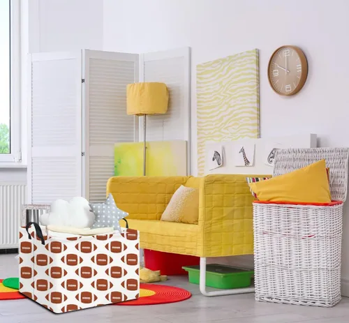 Miniatura 3 de NTAOHAMPER Cesta rectangular de almacenamiento de fútbol vacía, cesta de regalo plegable con asas, caja de juguetes/libros, decoración de habitación