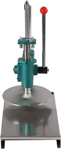 Miniatura 3 de Máquina de prensa de masa de pizza, máquina de prensa comercial de pastelería de pizza con dos platos, prensa de pizza de acero inoxidable con disco