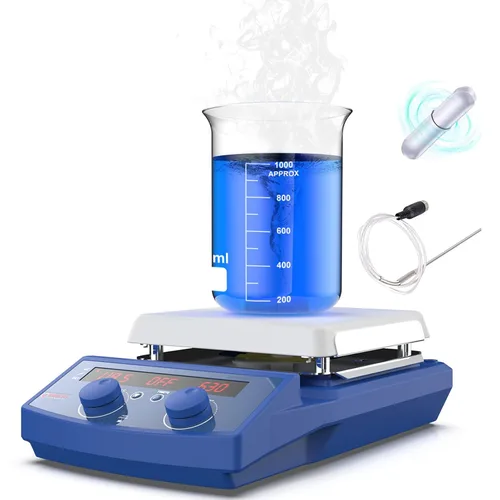 Miniatura 7 de FOUR E'S SCIENTIFIC 950.0 °F/950°F 7 pulgadas agitador magnético placa caliente con función de temporizador, 50-1500RPM, capacidad máxima