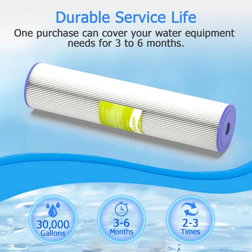 Miniatura 6 de Cartucho de filtro de agua de 50 micrones para toda la casa, filtros de sedimentos plisados para agua de pozo, reemplazo universal para cualquier
