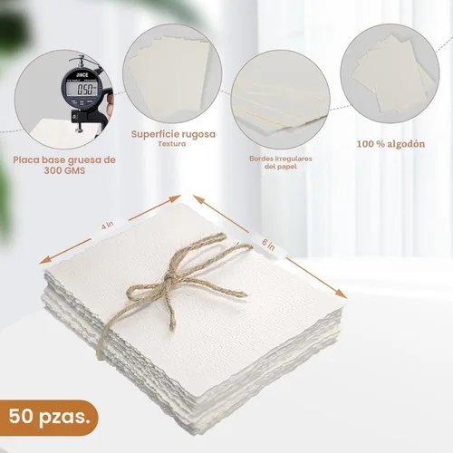 Miniatura 2 de 50 hojas de papel texturizado 4 x 6 pulgadas, papel de acuarela prensado en frío 140 lb/300 g/m², papel texturizado hecho a mano para acuarelas, 50