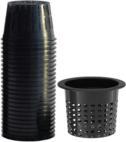 Miniatura 7 de Vasos de red de 5 pulgadas (paquete de 12), macetas de red para hidroponía, cestas de malla de orquídeas, macetas de suministros hidropónicos