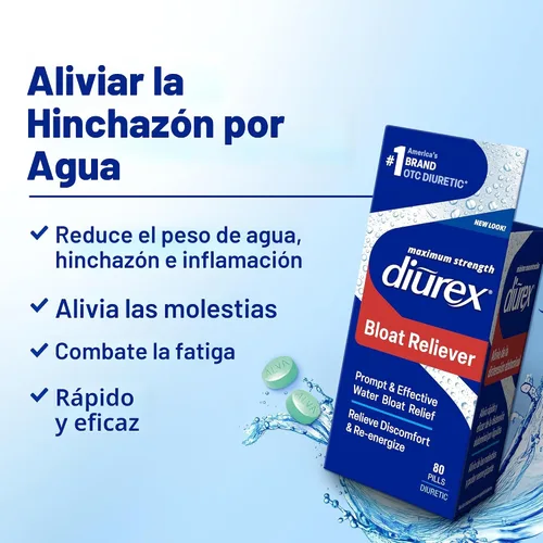 Miniatura 2 de Diurex Pastillas de agua ultra reenergizantes - Alivia la hinchazón de agua - Siéntete mejor y menos pesado - 80