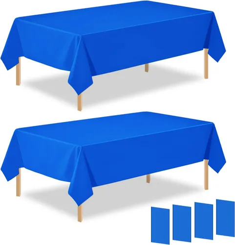 Miniatura 35 de Paquete de 2 manteles rectangulares desechables de plástico negro de 54 x 108 pulgadas, manteles de plástico negro para cumpleaños, bodas