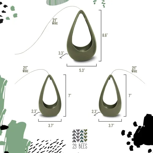 Miniatura 6 de 23 Bees, Soporte colgante para plantas de aire, maceta de cerámica con colgador verde, contenedor pequeño flotante para suculentas, soportes