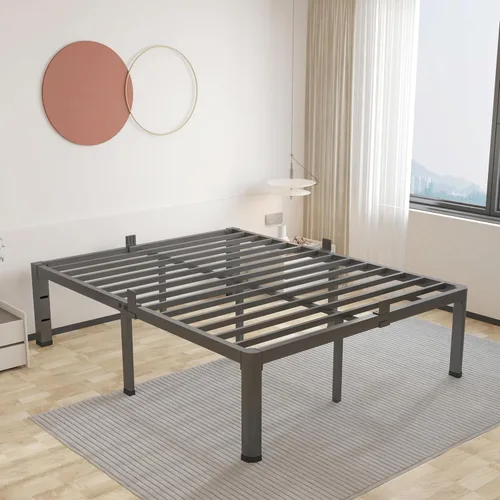 Miniatura 11 de ROIL Base de cama de 18 pulgadas tamaño matrimonial con esquinas redondeadas y agujeros para cabecero con sujetadores de colchón, listones de acero