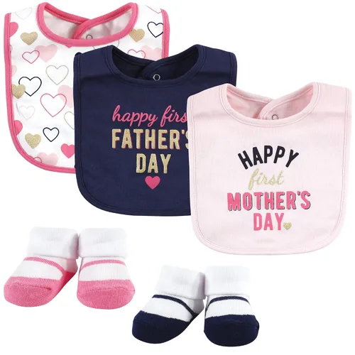 Miniatura 59 de Hudson Baby Conjunto de babero y calcetines unisex de algodón para bebé, Tamaño único Chica Calabaza