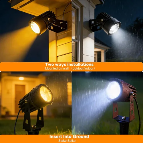 Miniatura 4 de SUNLONG Foco LED de luz blanca cálida con aluminio fundido, alimentado por energía solar, para exteriores, jardín, patio, paisaje, árbol, Blanco