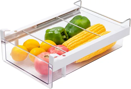 Miniatura 7 de vacane Contenedores organizadores de nevera, cajón de refrigerador de plástico transparente con asa, organizador de cajón de refrigerador extraíble