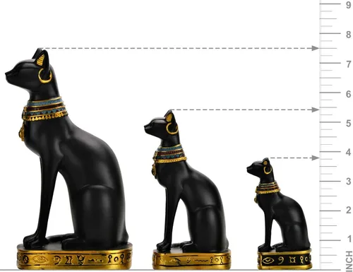 Miniatura 4 de NileCart - Estatua de diosa de gato negro egipcio Bastet, pequeña, 3.5 pulgadas Hecho a mano en Egipto, resina negra, figura coleccionable