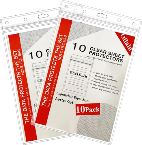 Ollain 10 soportes para boletos de trabajo, impermeables, resellables, con cremallera, borrado en seco, fundas de plástico duro transparente, 8.5 x