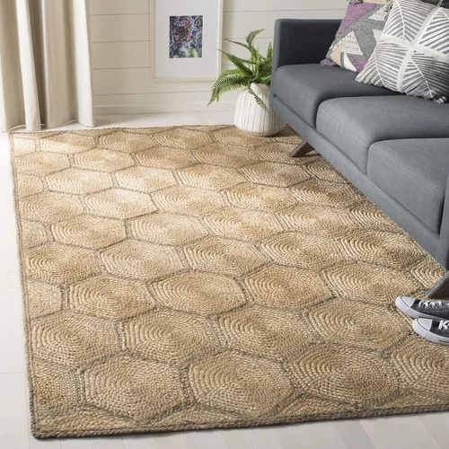 Miniatura 4 de SAFAVIEH Natural Fiber Collection - Alfombra decorativa, 2 x 3 pies, natural y gris, yute tejido de panal hecho a mano, ideal para zonas de alto