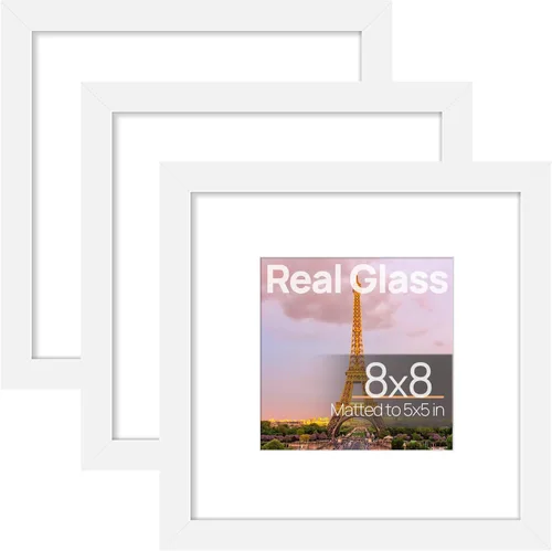 Miniatura 9 de upsimples Juego de 3 marcos de fotos de 5 x 7 pulgadas, hechos de cristal de alta definición para 4 x 6 con alfombrilla o 5 x 7 sin alfombrilla