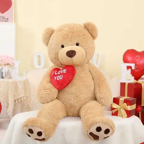 Miniatura 6 de BENINY Osos de peluche grandes en forma de corazón rojo, osos de peluche negros con bordado "Te quiero" para novia, osos de peluche grandes