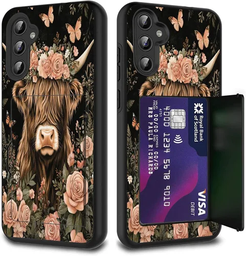 Miniatura 42 de Funda híbrida de doble capa con función atril para Samsung Galaxy A16 5G de 6.9 pulgadas, diseño de vaca con bandera estadounidense