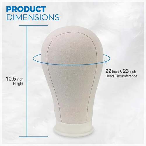 Miniatura 2 de Beauty Trendz - Cabezal de lona para pelucas de 22 pulgadas, cabeza de peluquería con orificio de montaje para hacer pelucas, soporte de exhibición
