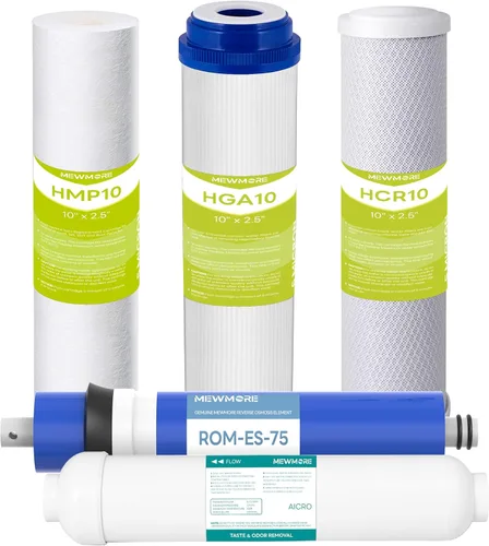 Juego de filtros de repuesto para sistema de ósmosis inversa 75G GPD de 5 etapas 1 año, kit de sistema de filtro de agua RO para debajo del