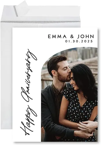Miniatura 10 de Andaz Press Tarjeta fotográfica personalizada de 8.5 x 11 pulgadas con sobre, tarjeta de aniversario personalizada para marido, esposa, él, ella