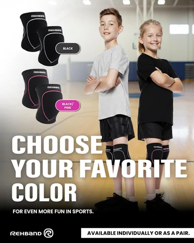 Miniatura 5 de Rehband Rodilleras para niños, 1 par, protectores de rodilla para voleibol, cómodas y de alta protección, rodilleras infantiles para deportes