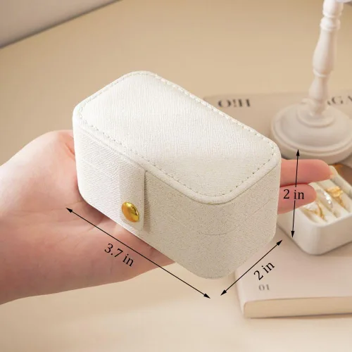 Miniatura 6 de Joyero de viaje de piel sintética, mini organizador de joyería, tamaño de viaje, artículos esenciales de viaje para lápiz labial, anillo, colgante