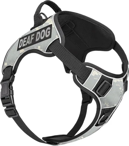 Miniatura 15 de Dogline Quest - Arnés para perro sordo sin tirones con parches reflectantes extraíbles y reflectantes, suave y cómodo, chaleco para perro con Negro