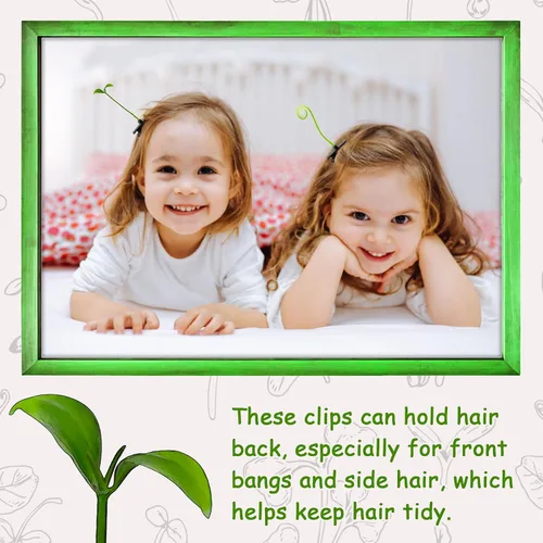 Miniatura 5 de Juego de 30 pinzas para el cabello con brotes de frijoles, bonitos pasadores de pelo de plantas verdes para mujeres, niñas y niños, horquillas