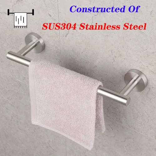 Miniatura 3 de GERZ Toallero Contemporáneo de 12 Pulgadas para Toallas de Baño de Mano, Soporte de Acero Inoxidable Cepillado Montado en Pared, Organizador de Baño