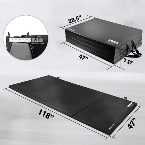 Miniatura 2 de RitFit Upgraded Folding Exercise Mat, 2 Inch Thick Gymnastics Mat 3’x6’,4’x8’,4x10’,2'x8' with Carrying Handles for Yoga, MMA, Stretching, Core