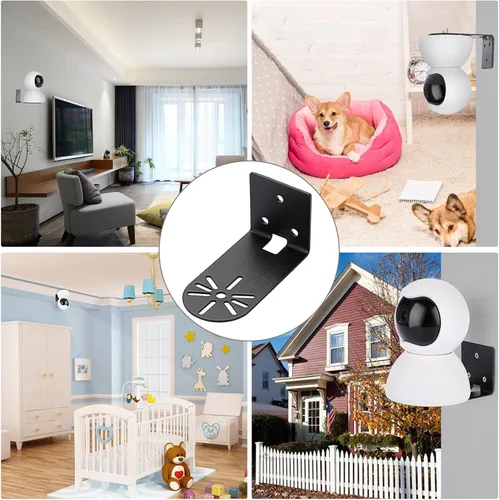 Miniatura 7 de Sumnacon Estante de pared para cámara, 3 piezas, estante de pared pequeño de metal con adhesivo, estante flotante pequeño universal para cámaras