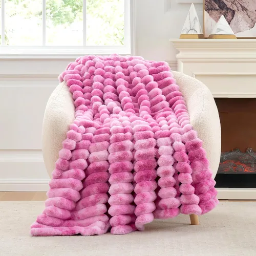 Miniatura 41 de Cozy Bliss Manta de Tiro de Piel Sintética para Sofá, Manta de Felpa Acogedora y Cálida a Rayas para Sofá Dormitorio Sala de Estar, 50 x 60 Pulgadas