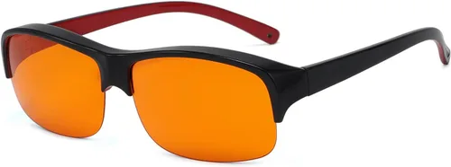 Miniatura 17 de Eyekepper Reducción de Luz Azul al 100%, Gafas de Computadora de Bloqueo Anti-Azul Fitover con Lente Extra Ámbar 1804-negro-100% bloqueo de luz azul